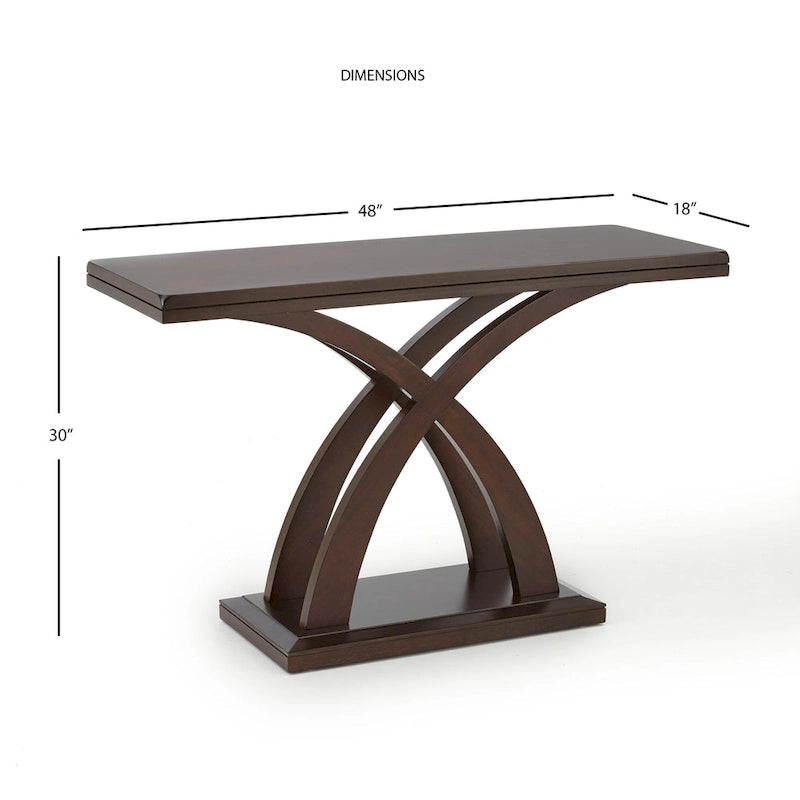 Console en espresso, style pied central en X
