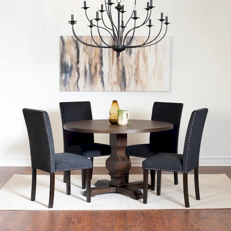 Roundhill Furniture Fordsville, ensemble de salle à manger 5 pièces, table ronde à pied central avec 4 chaises élégantes