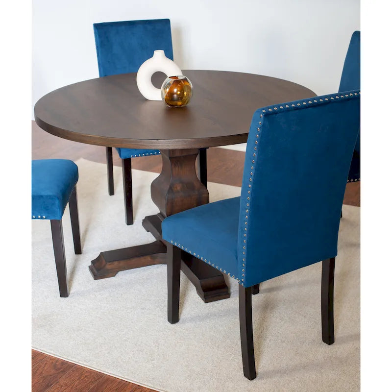 Roundhill Furniture Fordsville, ensemble de salle à manger 5 pièces, table ronde à pied central avec 4 chaises élégantes