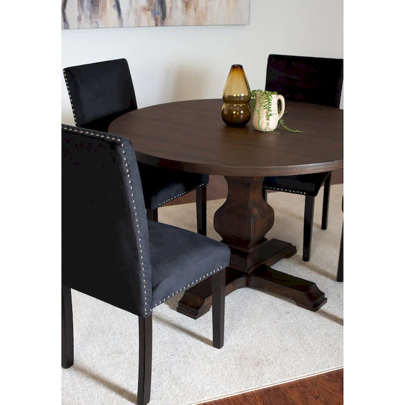 Roundhill Furniture Fordsville, ensemble de salle à manger 5 pièces, table ronde à pied central avec 4 chaises élégantes