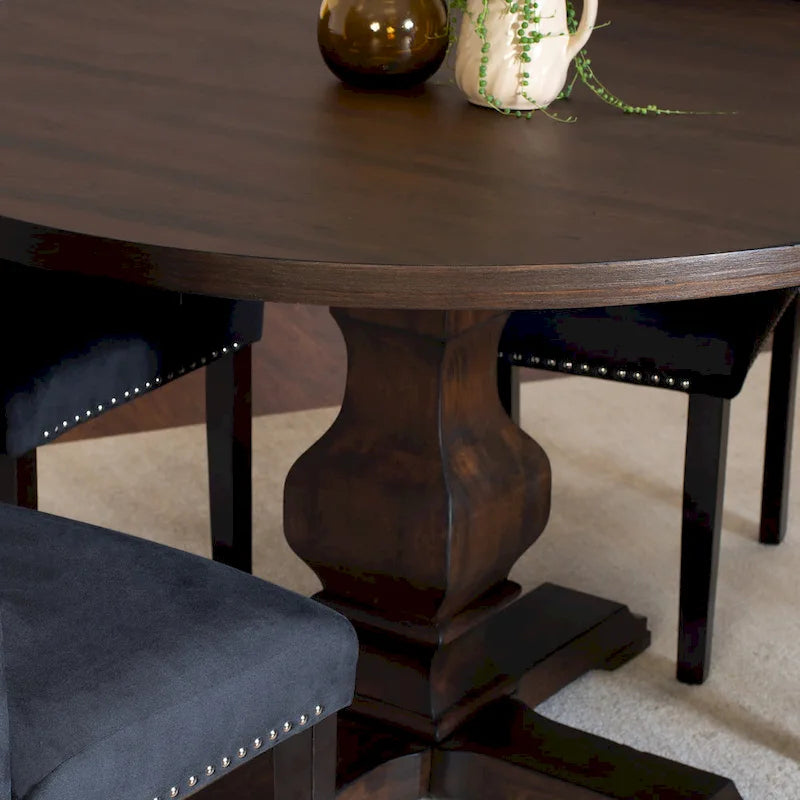 Roundhill Furniture Fordsville, ensemble de salle à manger 5 pièces, table ronde à pied central avec 4 chaises élégantes