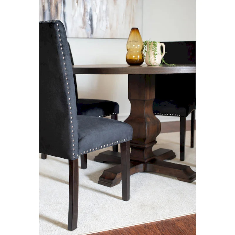Roundhill Furniture Fordsville, ensemble de salle à manger 5 pièces, table ronde à pied central avec 4 chaises élégantes