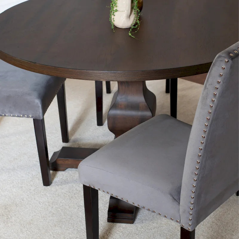Roundhill Furniture Fordsville, ensemble de salle à manger 5 pièces, table ronde à pied central avec 4 chaises élégantes