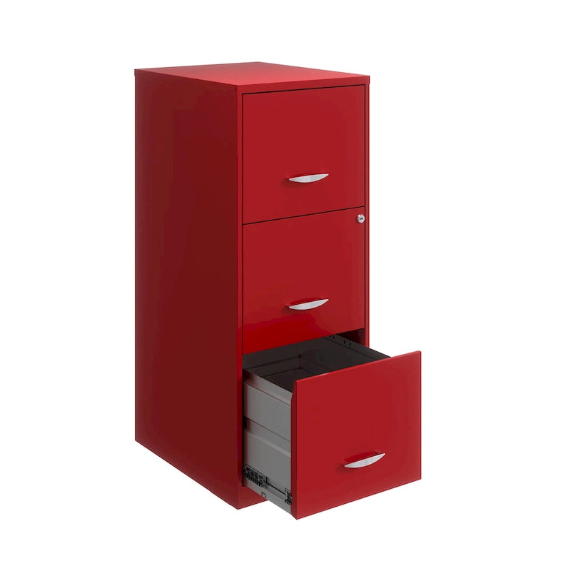Classeur vertical rouge à 3 tiroirs, pour utilisateur unique