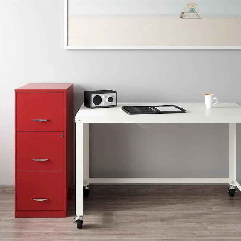 Classeur vertical rouge à 3 tiroirs, pour utilisateur unique