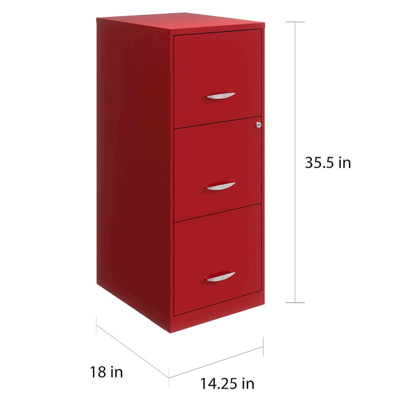 Classeur vertical rouge à 3 tiroirs, pour utilisateur unique