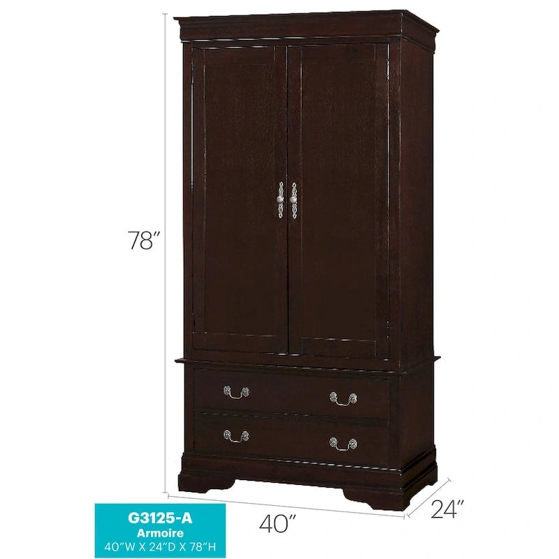 Armoire de style traditionnel – Noir/Cappuccino/Beige/Cerisier/Chêne/Blanc/Gris, 7 couleurs, Simple