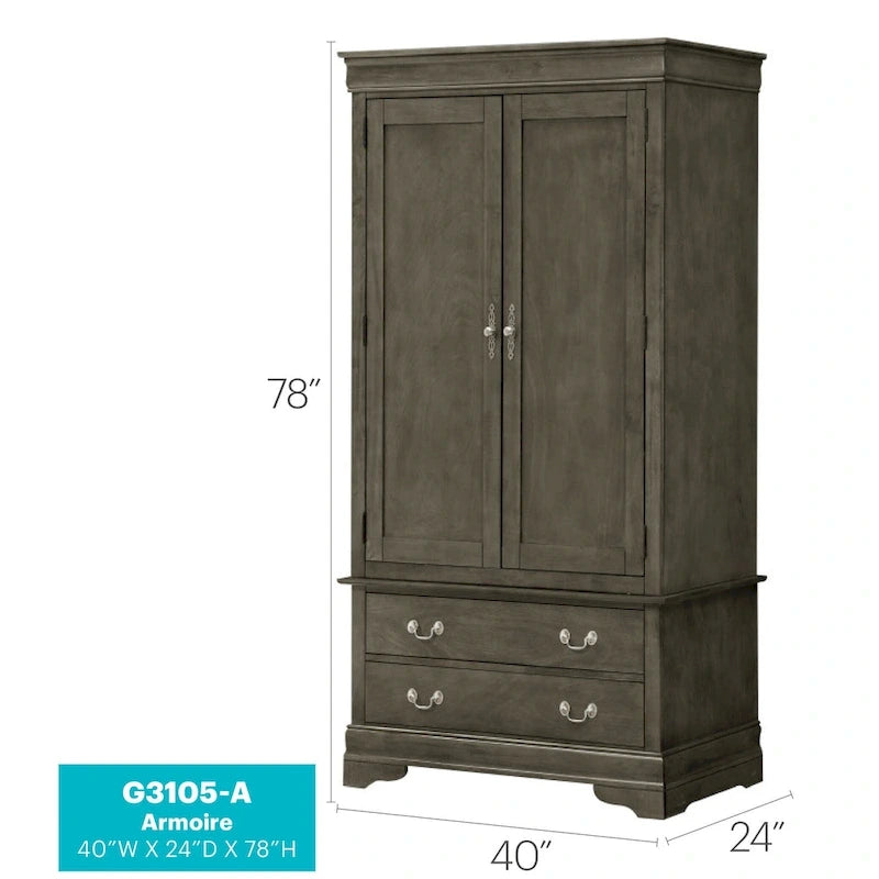 Armoire de style traditionnel – Noir/Cappuccino/Beige/Cerisier/Chêne/Blanc/Gris, 7 couleurs, Simple