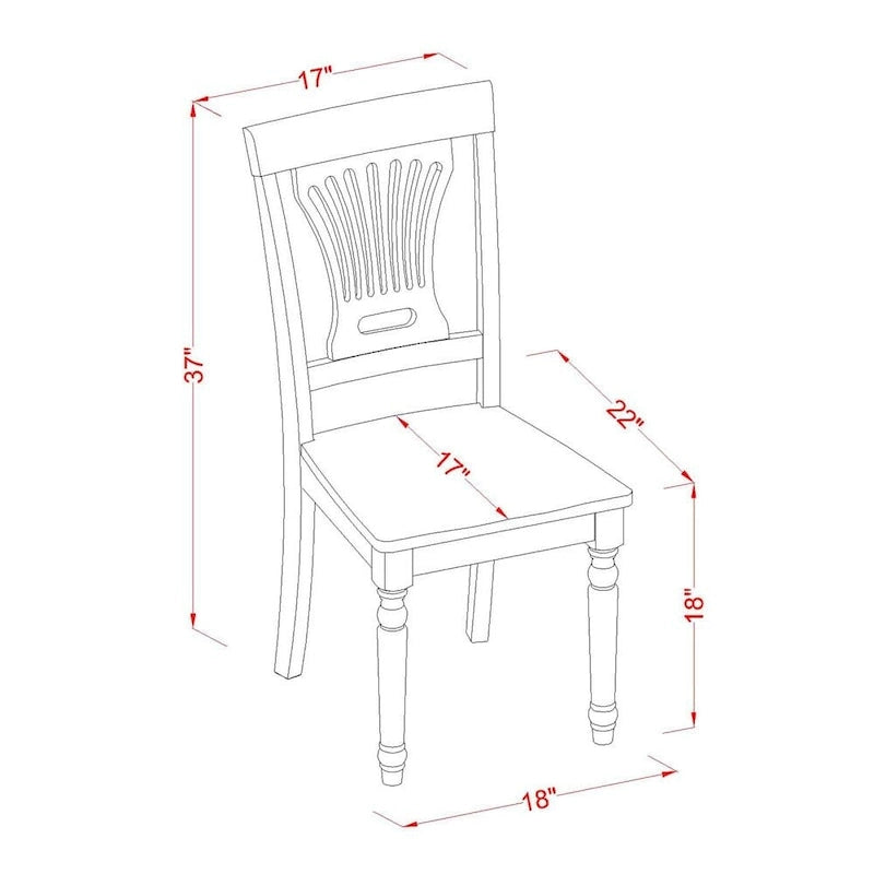 East West Furniture Chaises de cuisine et de salle à manger Plainville - Chaises en bois massif, lot de 2, Buttermilk et Cerise (Option de siège)