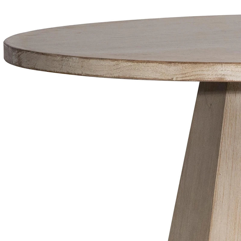 Table à manger ronde marron clair, pied central, 4 à 6 places