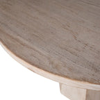 Table à manger ronde marron clair, pied central, 4 à 6 places