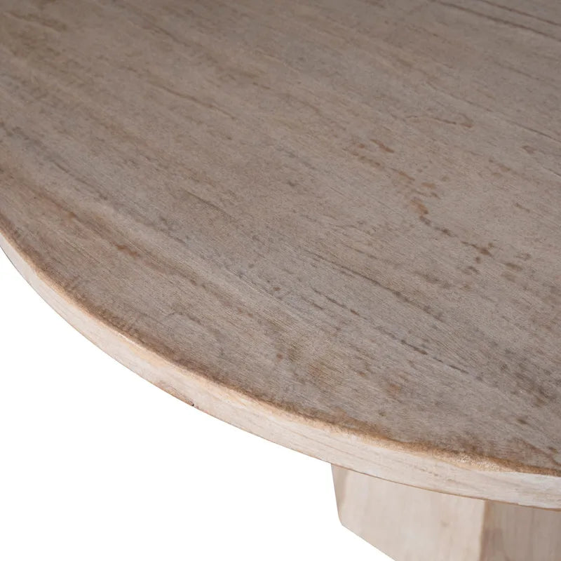 Table à manger ronde marron clair, pied central, 4 à 6 places