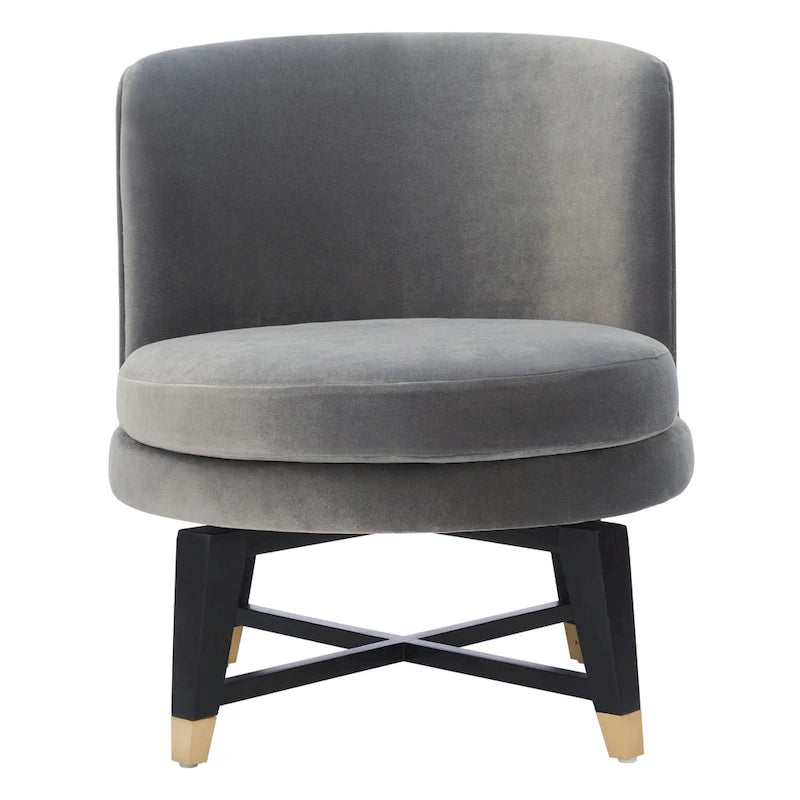 Fauteuil pivotant d'appoint en velours anthracite, 1 place