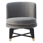 Fauteuil pivotant d'appoint en velours anthracite, 1 place