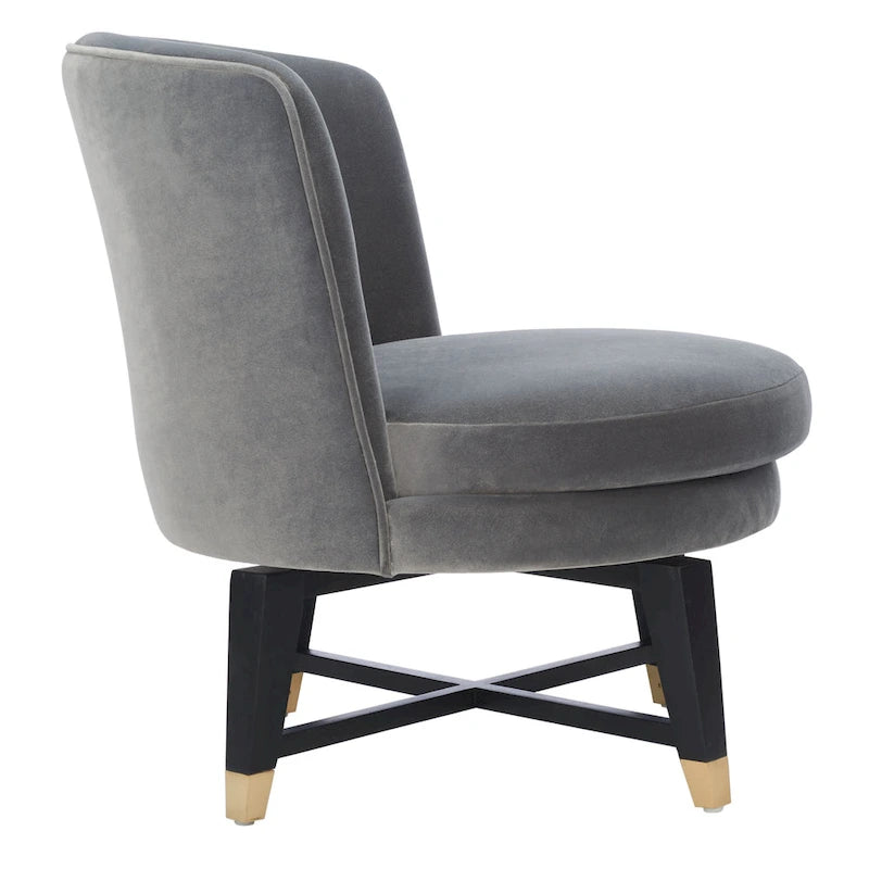 Fauteuil pivotant d'appoint en velours anthracite, 1 place