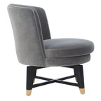 Fauteuil pivotant d'appoint en velours anthracite, 1 place