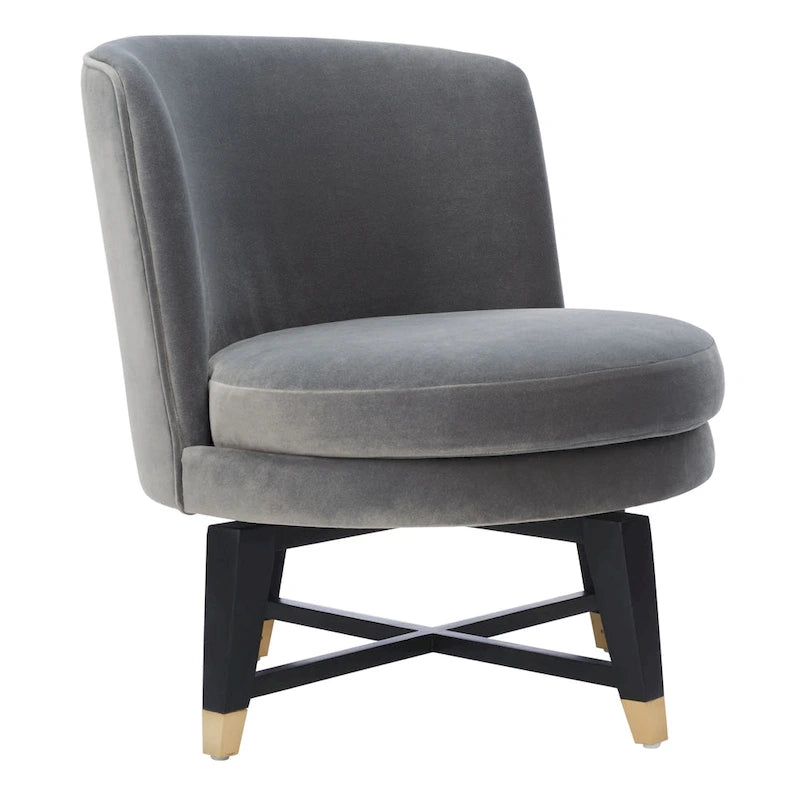 Fauteuil pivotant d'appoint en velours anthracite, 1 place