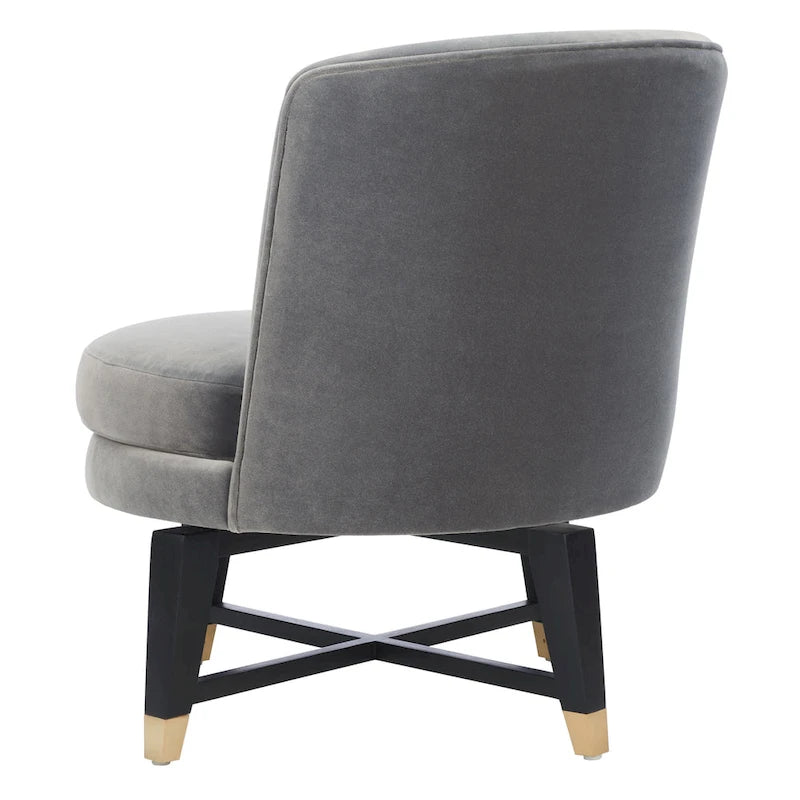 Fauteuil pivotant d'appoint en velours anthracite, 1 place