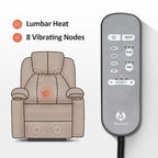Fauteuil inclinable MCombo Large Power Lift avec massage, porte-gobelets, repose-pieds étendu, tissu 7516