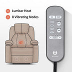 Fauteuil inclinable MCombo Large Power Lift avec massage, porte-gobelets, repose-pieds étendu, tissu 7516