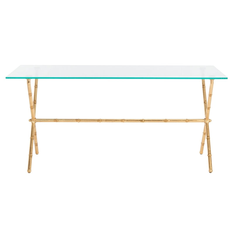 Table d'appoint en métal avec dessus en verre transparent/blanc et accents or/argent – 1 personne