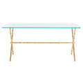 Table d'appoint en métal avec dessus en verre transparent/blanc et accents or/argent – 1 personne
