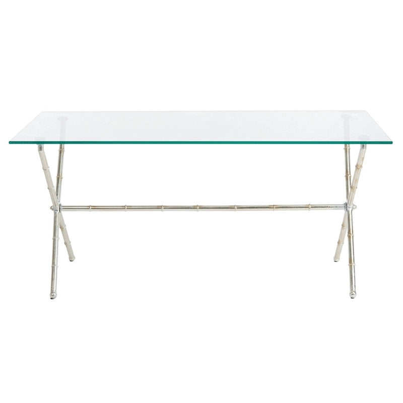 Table d'appoint en métal avec dessus en verre transparent/blanc et accents or/argent – 1 personne