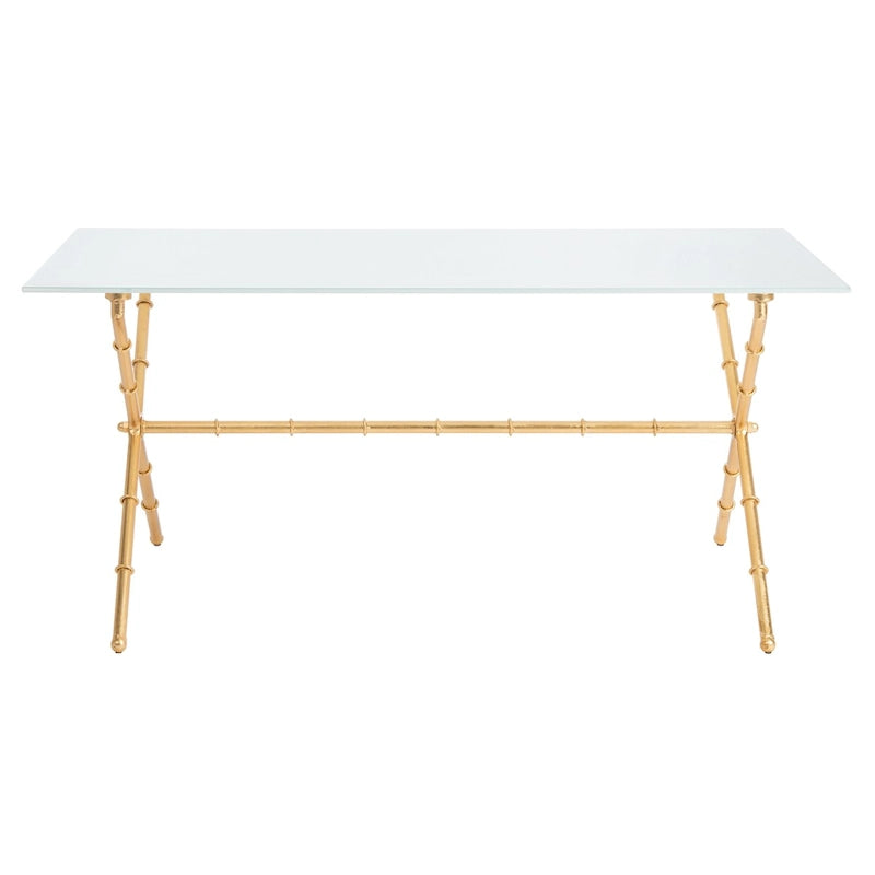Table d'appoint en métal avec dessus en verre transparent/blanc et accents or/argent – 1 personne