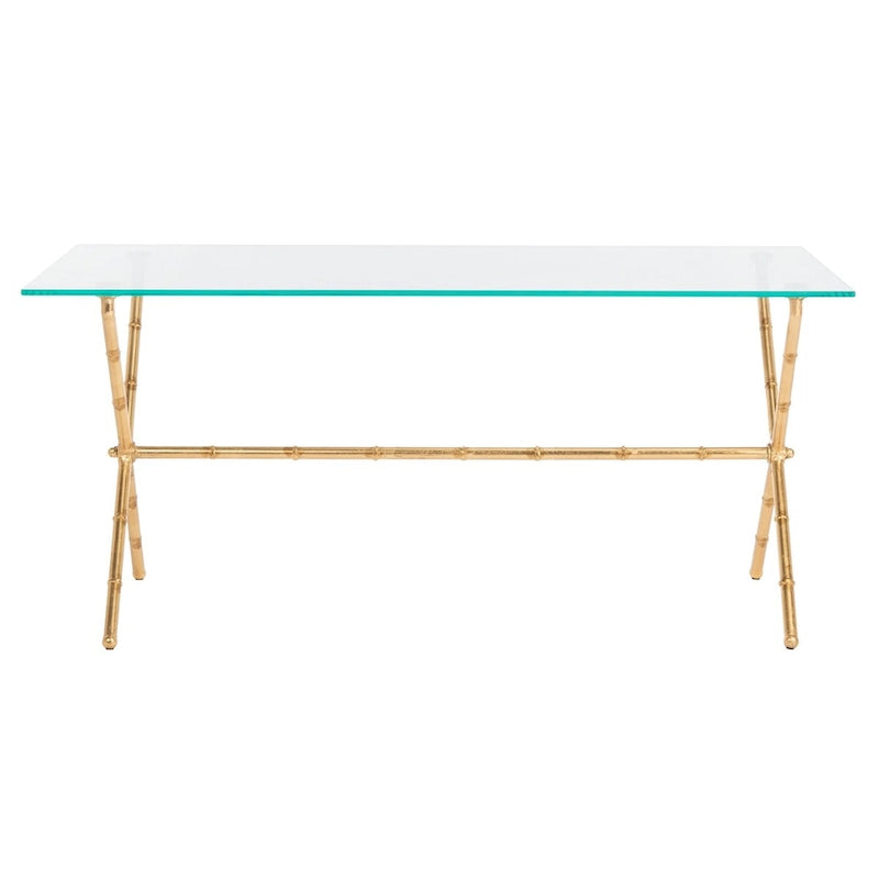 Table d'appoint en métal avec dessus en verre transparent/blanc et accents or/argent – 1 personne