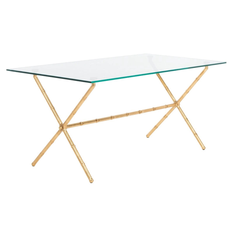 Table d'appoint en métal avec dessus en verre transparent/blanc et accents or/argent – 1 personne