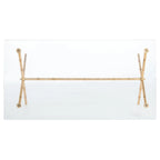 Table d'appoint en métal avec dessus en verre transparent/blanc et accents or/argent – 1 personne