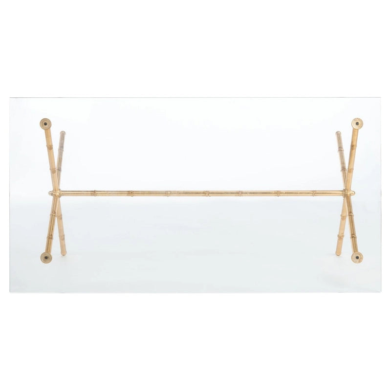 Table d'appoint en métal avec dessus en verre transparent/blanc et accents or/argent – 1 personne