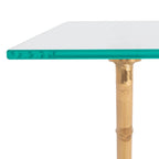 Table d'appoint en métal avec dessus en verre transparent/blanc et accents or/argent – 1 personne