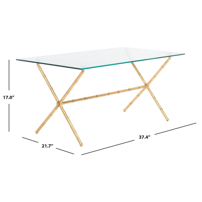 Table d'appoint en métal avec dessus en verre transparent/blanc et accents or/argent – 1 personne