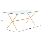 Table d'appoint en métal avec dessus en verre transparent/blanc et accents or/argent – 1 personne