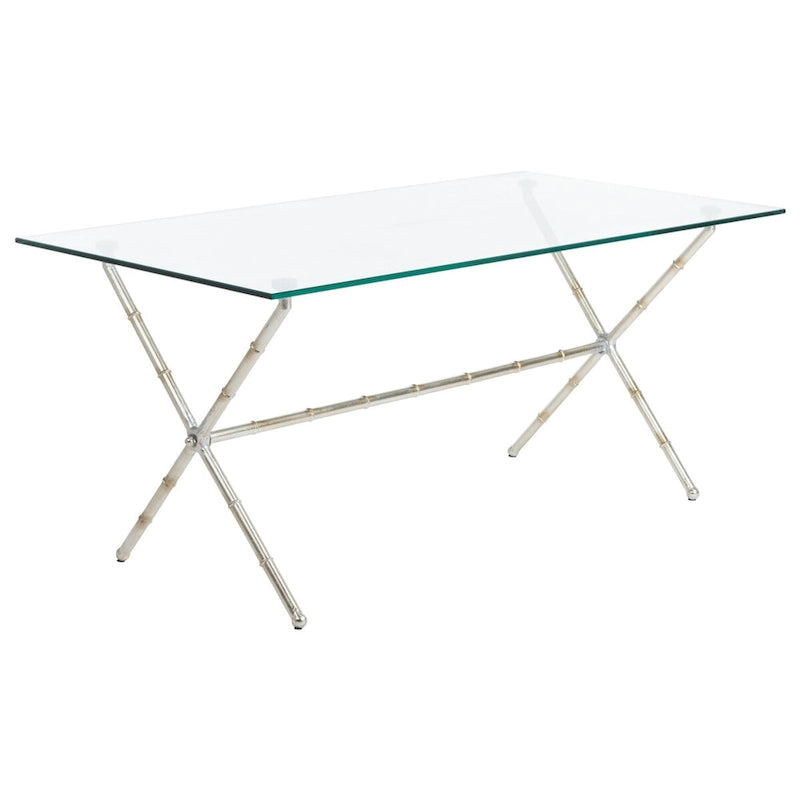 Table d'appoint en métal avec dessus en verre transparent/blanc et accents or/argent – 1 personne