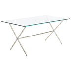 Table d'appoint en métal avec dessus en verre transparent/blanc et accents or/argent – 1 personne