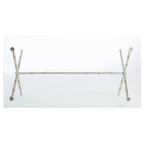 Table d'appoint en métal avec dessus en verre transparent/blanc et accents or/argent – 1 personne