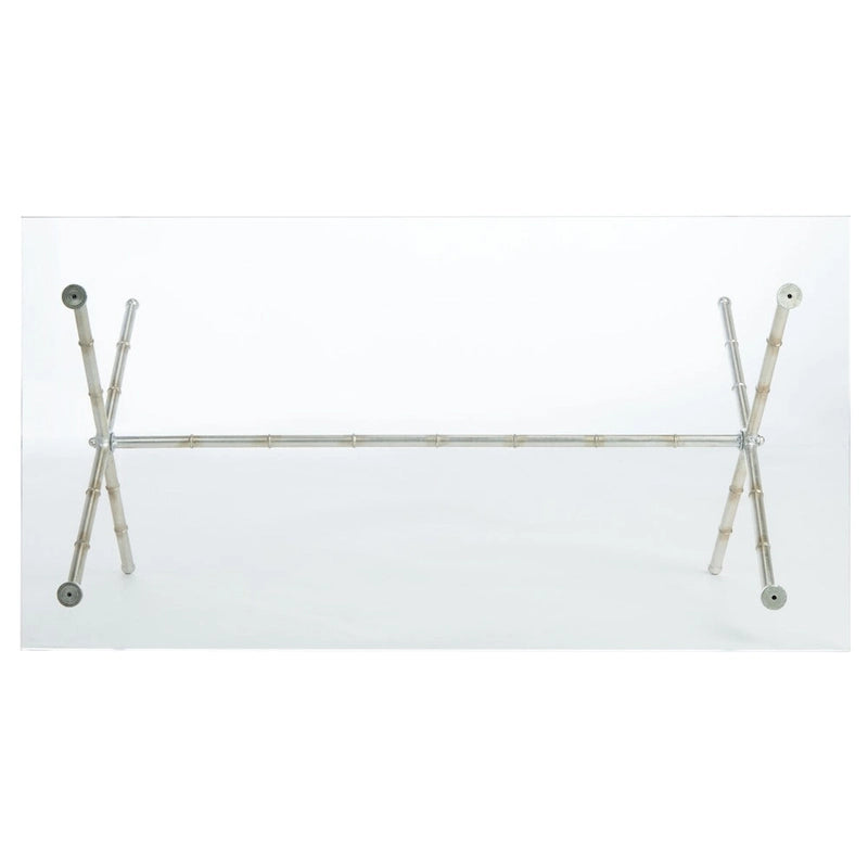 Table d'appoint en métal avec dessus en verre transparent/blanc et accents or/argent – 1 personne