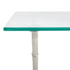 Table d'appoint en métal avec dessus en verre transparent/blanc et accents or/argent – 1 personne