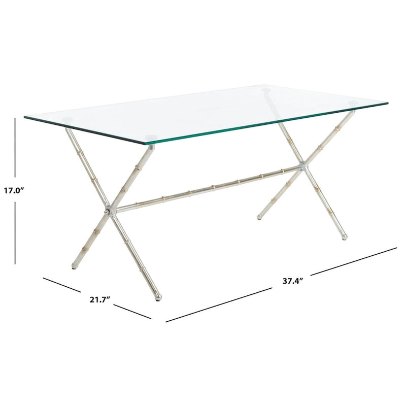 Table d'appoint en métal avec dessus en verre transparent/blanc et accents or/argent – 1 personne