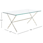 Table d'appoint en métal avec dessus en verre transparent/blanc et accents or/argent – 1 personne