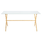 Table d'appoint en métal avec dessus en verre transparent/blanc et accents or/argent – 1 personne
