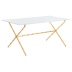 Table d'appoint en métal avec dessus en verre transparent/blanc et accents or/argent – 1 personne