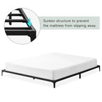 Cadre de lit plateforme en métal noir, pas de sommier tapissier, lit simple/double/grand lit, 1 à 2 personnes