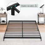 Cadre de lit plateforme en métal noir, pas de sommier tapissier, lit simple/double/grand lit, 1 à 2 personnes