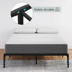 Cadre de lit plateforme en métal noir, pas de sommier tapissier, lit simple/double/grand lit, 1 à 2 personnes