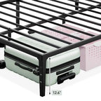 Cadre de lit plateforme en métal noir, pas de sommier tapissier, lit simple/double/grand lit, 1 à 2 personnes