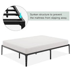 Cadre de lit plateforme en métal noir, pas de sommier tapissier, lit simple/double/grand lit, 1 à 2 personnes