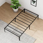Cadre de lit plateforme en métal noir, pas de sommier tapissier, lit simple/double/grand lit, 1 à 2 personnes